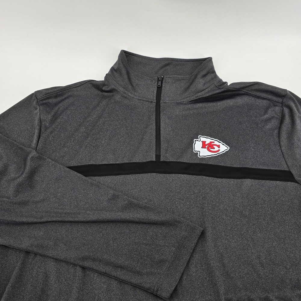 Logo Athletic Kansas City Chiefs Pullover Mens NFL Quarter Zip Grey 2XL